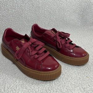 Puma Women's Basket Platform Patent Wn, Tibetan Red-Tibetan Red, Size 8